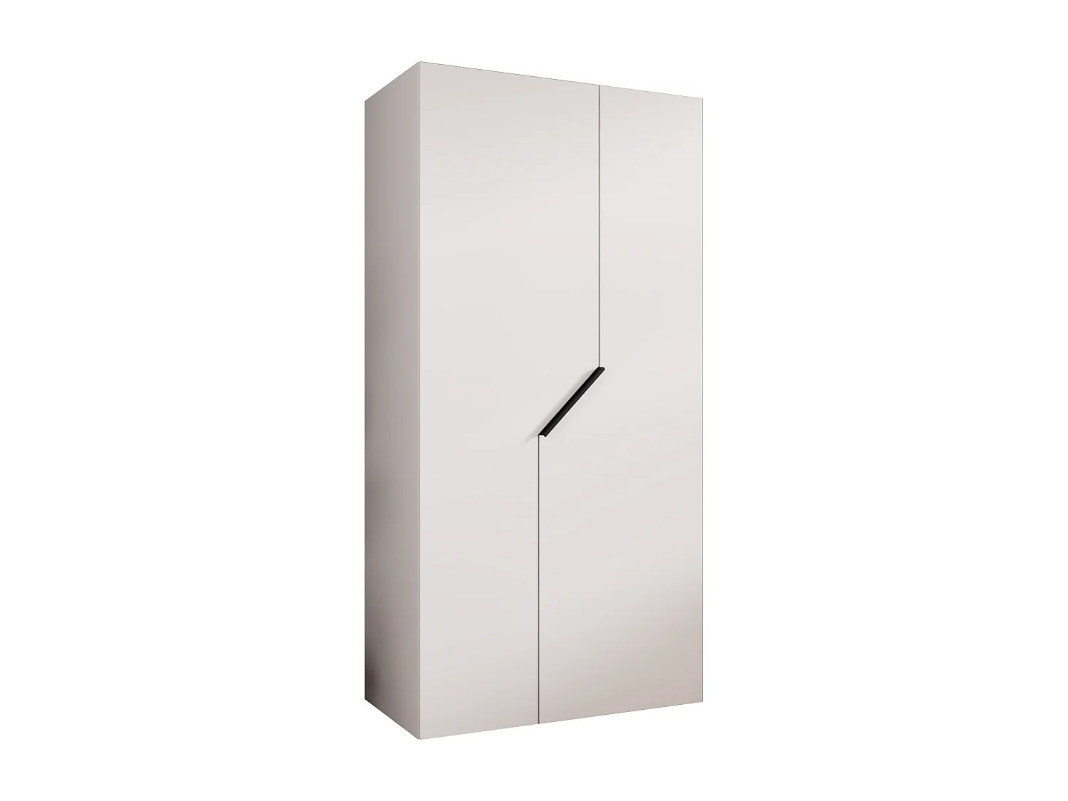 Armoire à portes battantes Andrew 1 100 / 202 / 52 (Blanc + poignées: Noir)