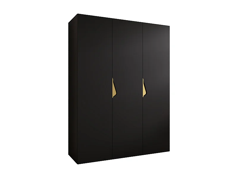 Armoire à portes battantes Sandi 1 150 / 202 / 52 (Noir + poignées: Gold)