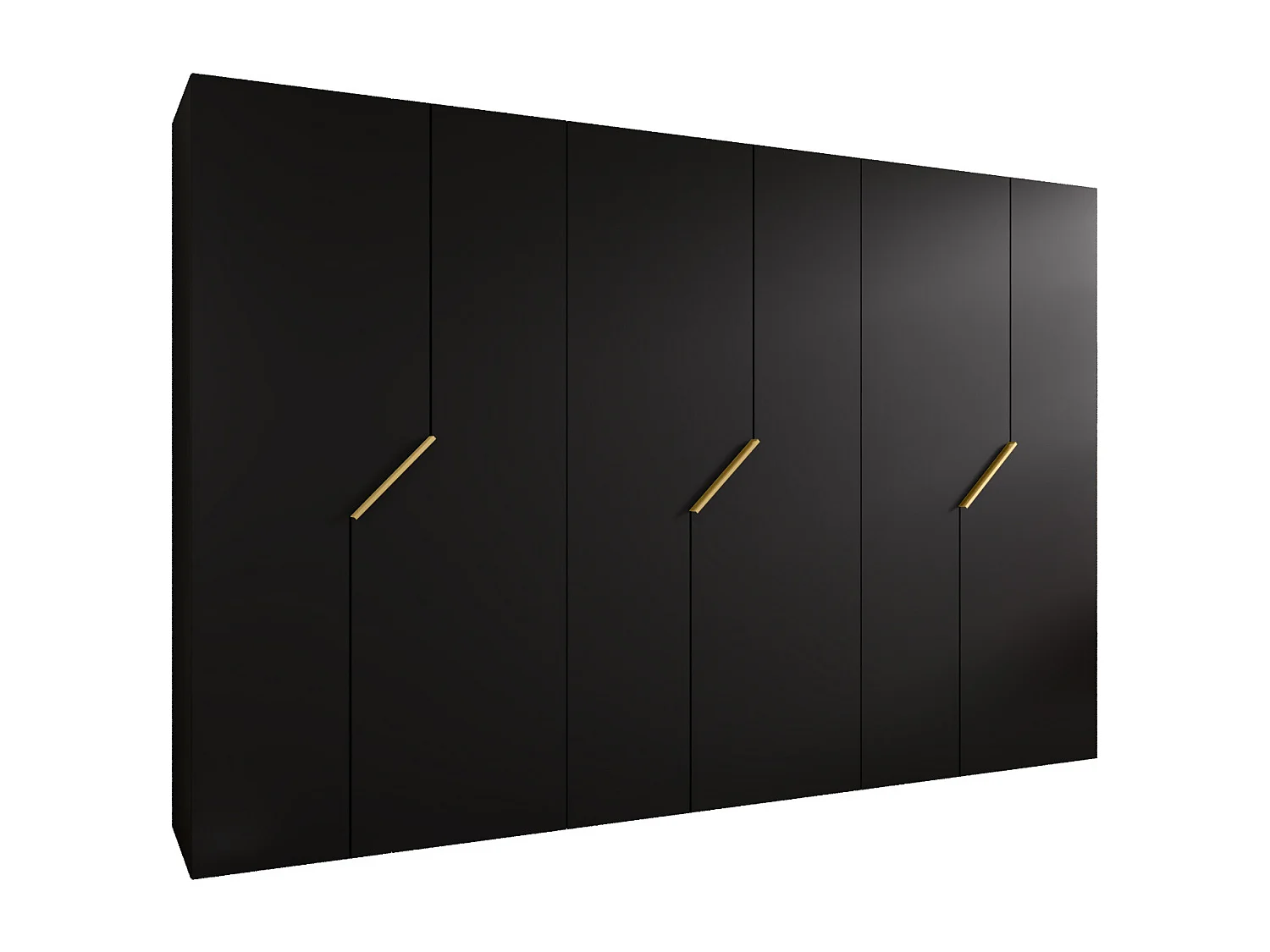 Armoire à portes battantes Andrew 1 300 / 202 / 52 (Noir + poignées: Gold)