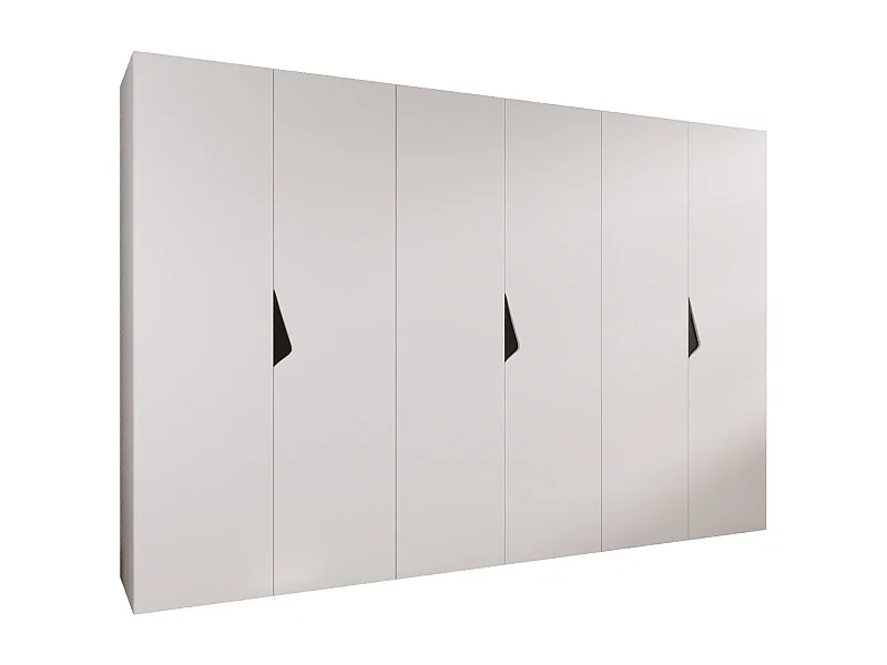 Armoire à portes battantes Sandi 1 300 (100x3) / 202 / 52 (Blanc + poignées: Noir)