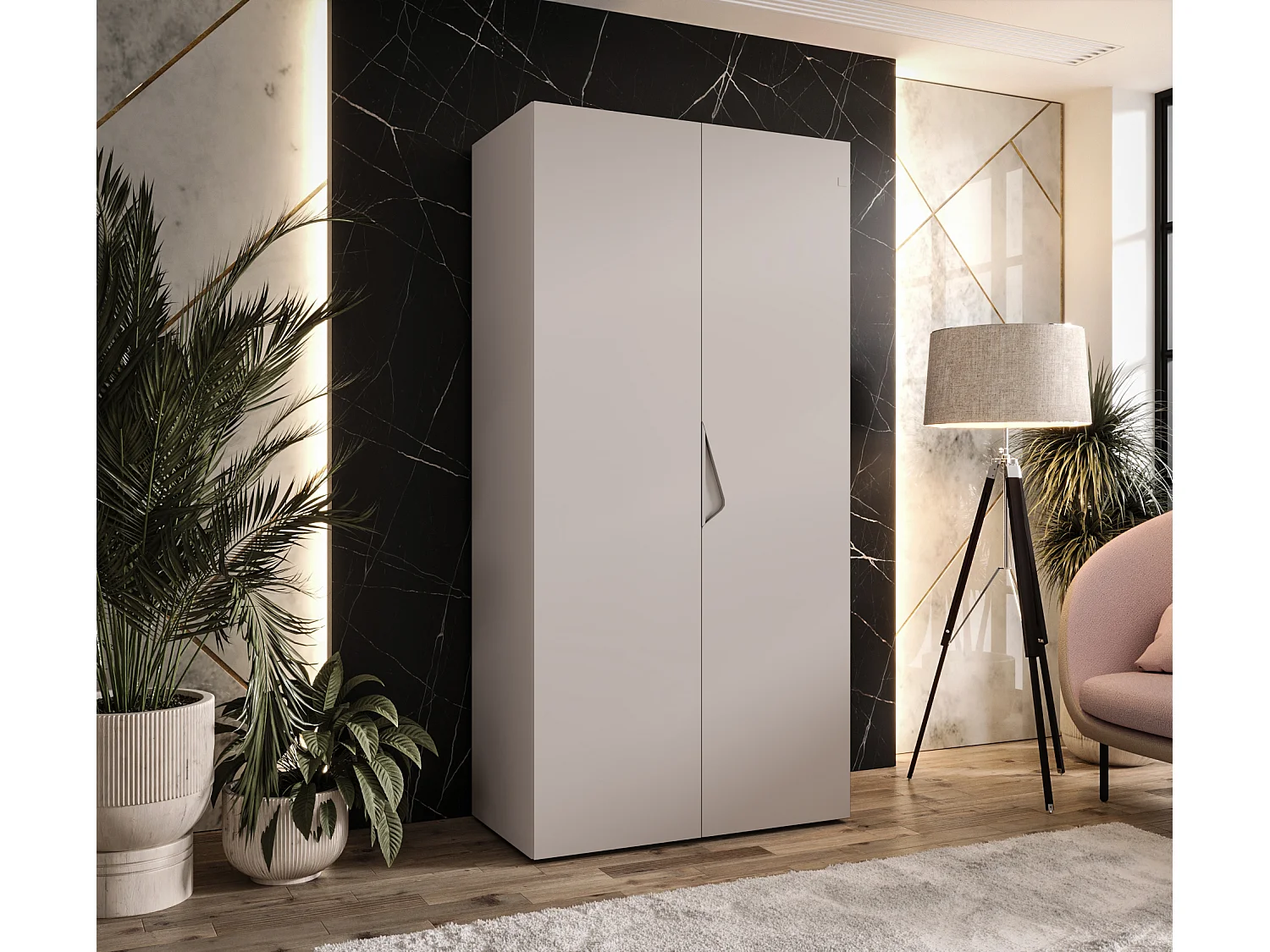 Armoire à portes battantes Sandi 1 100 / 202 / 52 (Cachemire + poignées: Cachemire)