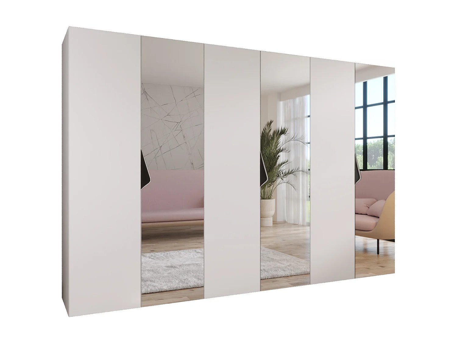 Armoire à portes battantes Sandi 2 300 (100x3) / 202 / 52 (Blanc + poignées: Noir)