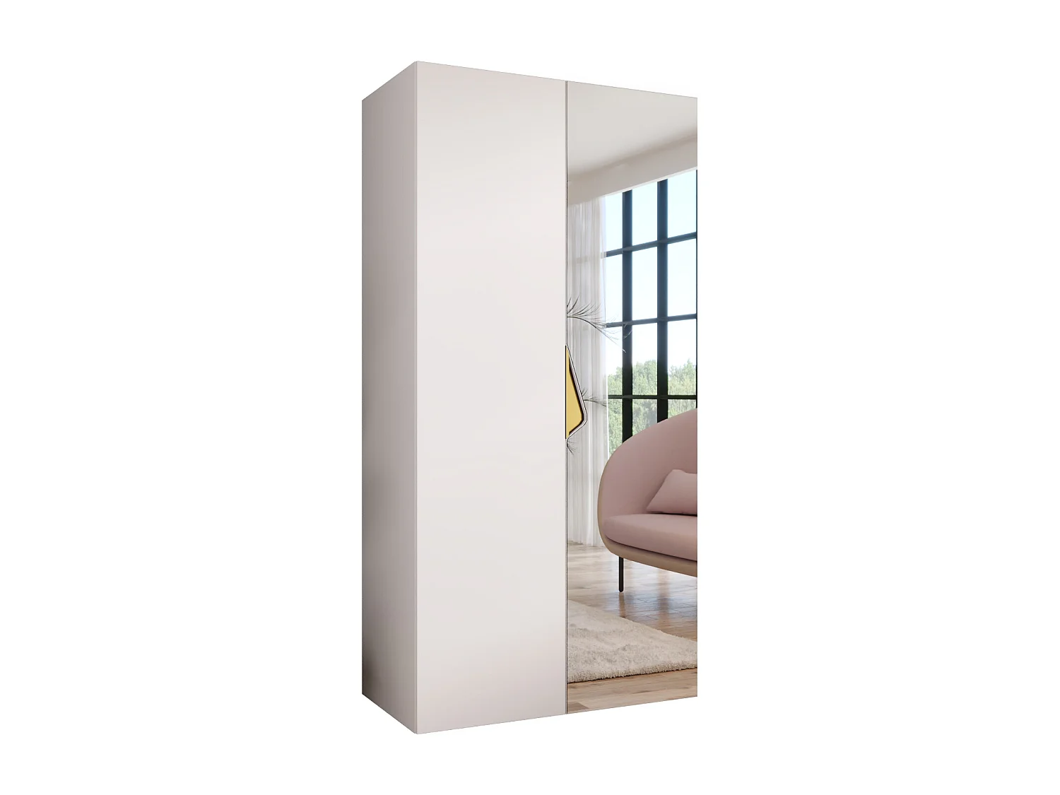 Armoire à portes battantes Sandi 2 100 / 202 / 52 (Blanc + poignées: Gold)