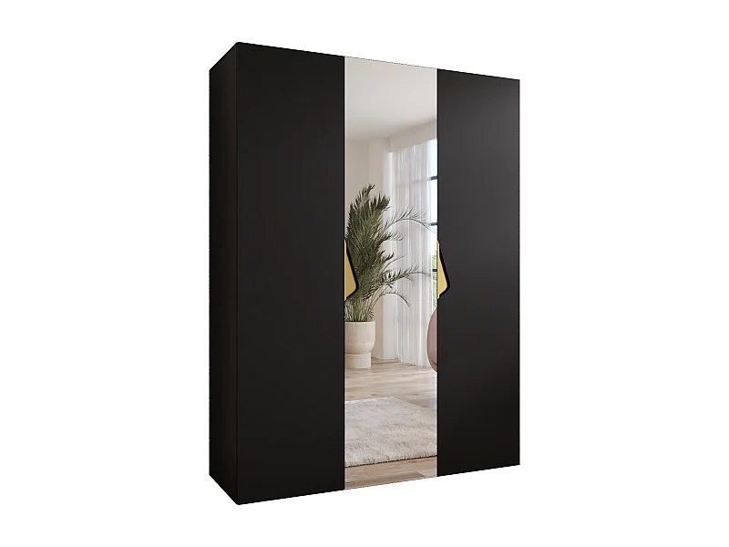 Armoire à portes battantes Sandi 2 150 / 202 / 52 (Noir + poignées: Gold)