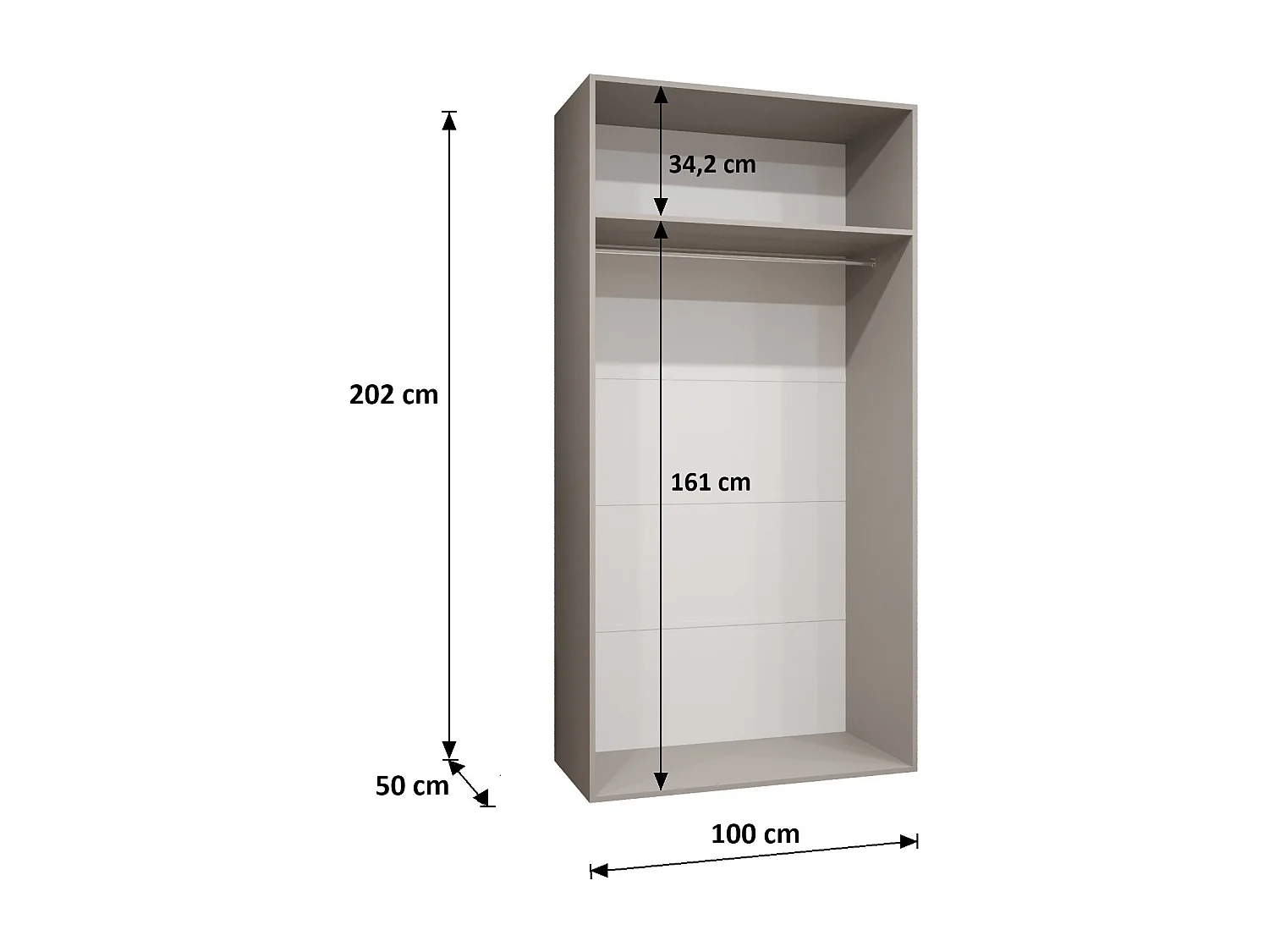 Armoire à portes battantes Sandi 3 100 / 202 / 52 (Cachemire + poignées: Gold)