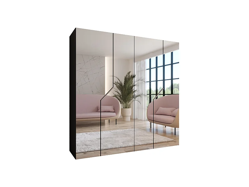 Drehtürenschrank Andrew 3 200 / 202 / 52 (Schwarz + Griffe: Kaschmir)