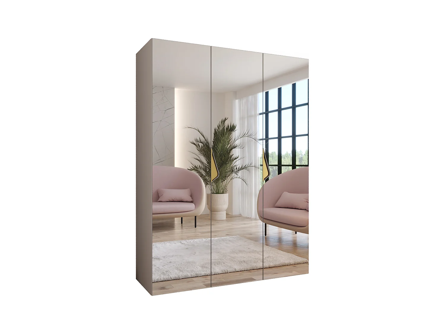 Armoire à portes battantes Sandi 3 150 / 202 / 52 (Cachemire + poignées: Gold)