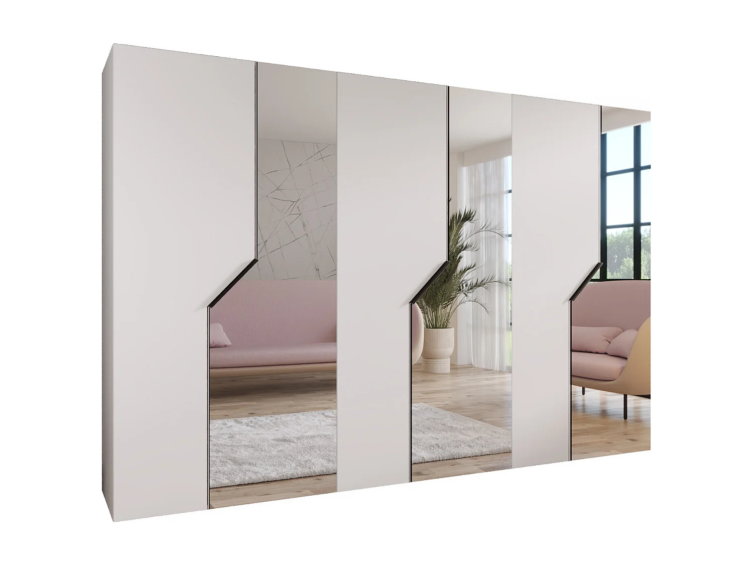 Armoire à portes battantes Andrew 2 300 / 202 / 52 (Blanc + poignées: Noir)