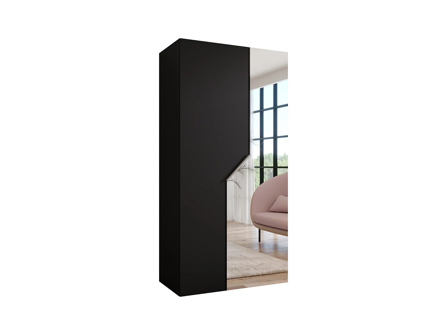 Armoire à portes battantes Andrew 2 100 / 202 / 52 (Noir + poignées: Cachemire)