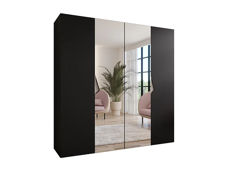 Draaideurkast Sandi 2 200 / 202 / 52 (Zwart + handgrepen: Kasjmier)