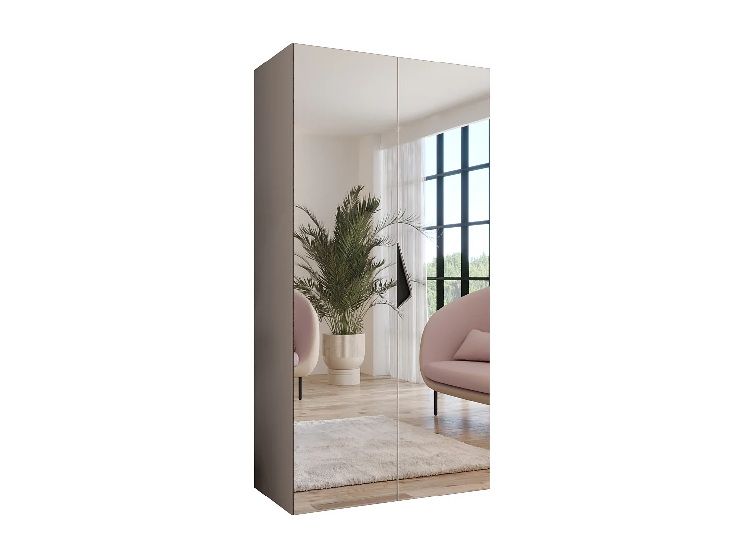 Armoire à portes battantes Sandi 3 100 / 202 / 52 (Cachemire + poignées: Noir)