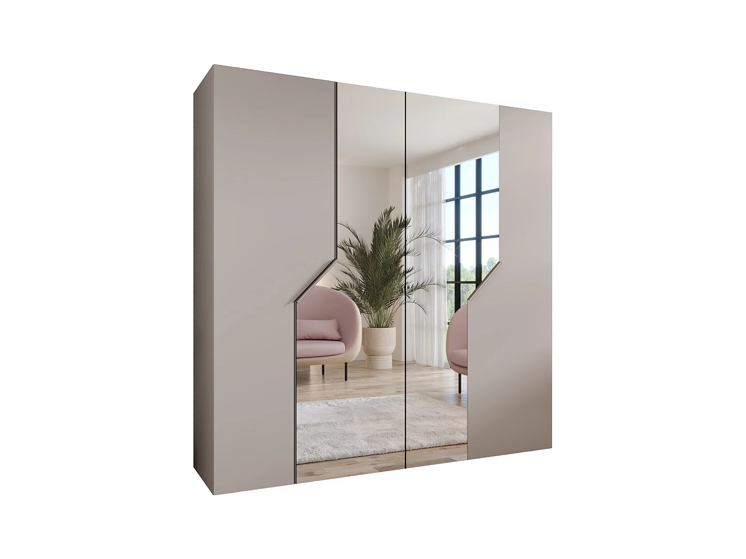 Armoire à portes battantes Andrew 2 200 / 202 / 52 (Cachemire + poignées: Cachemire)