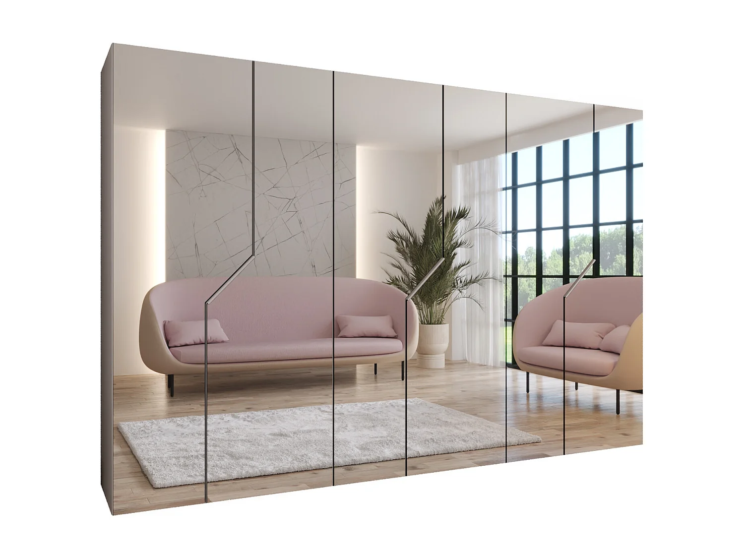 Armoire à portes battantes Andrew 3 300 / 202 / 52 (Cachemire + poignées: Cachemire)