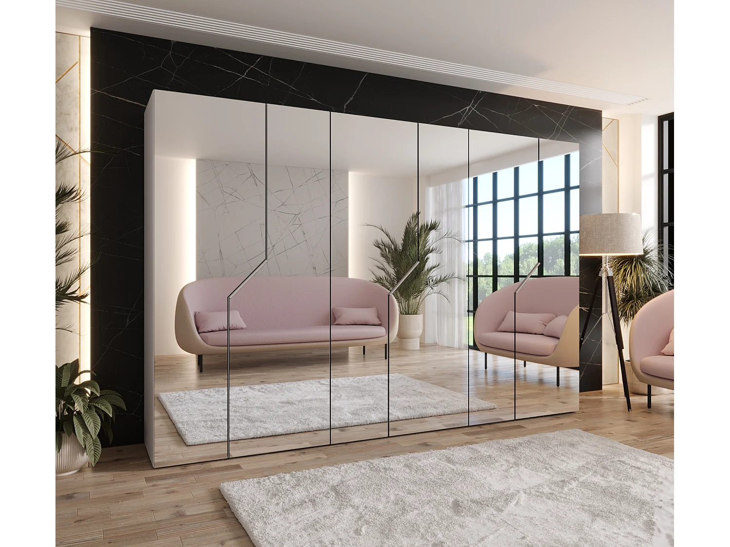 Armoire à portes battantes Andrew 3 300 / 202 / 52 (Cachemire + poignées: Cachemire)