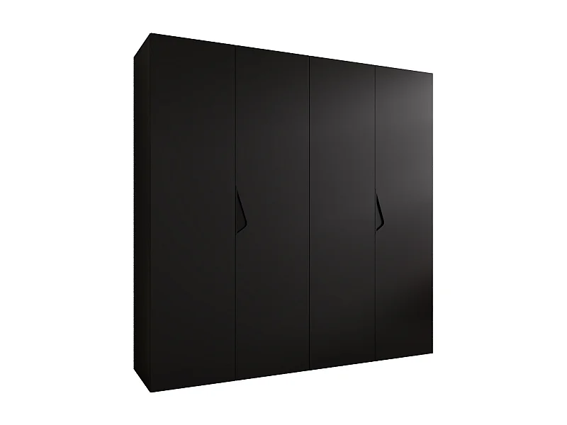 Armoire à portes battantes Sandi 1 200 / 202 / 52 (Noir + poignées: Noir)