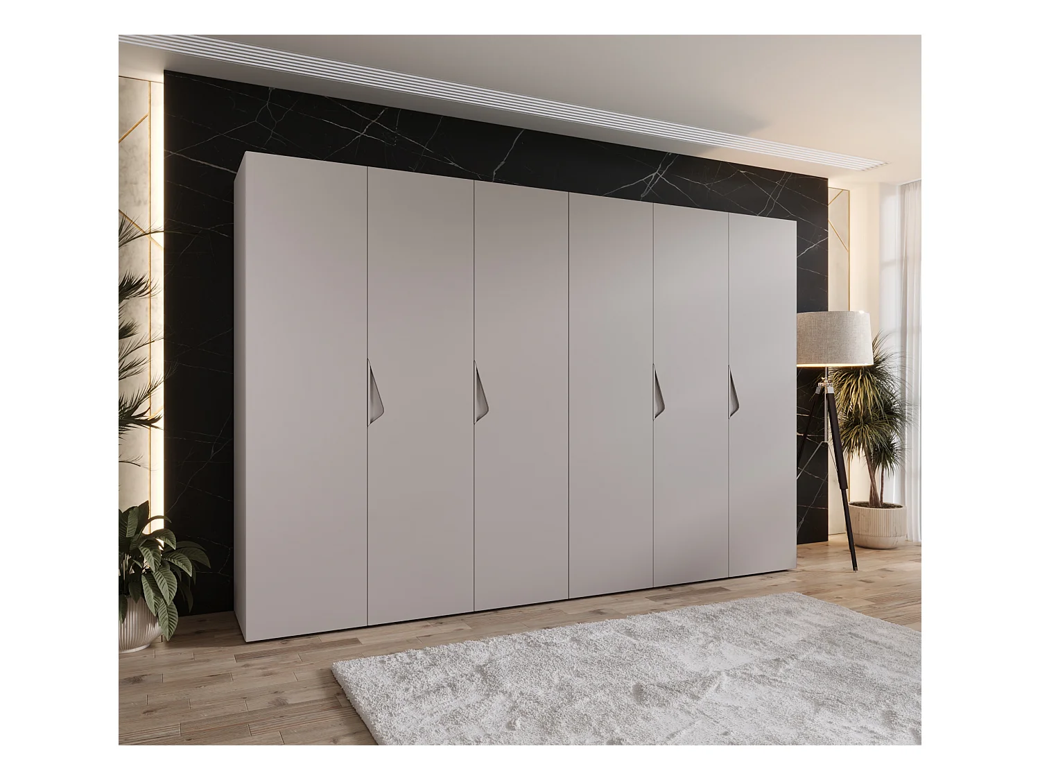 Armoire à portes battantes Sandi 1 300 (150x2) / 202 / 52 (Cachemire + poignées: Cachemire)