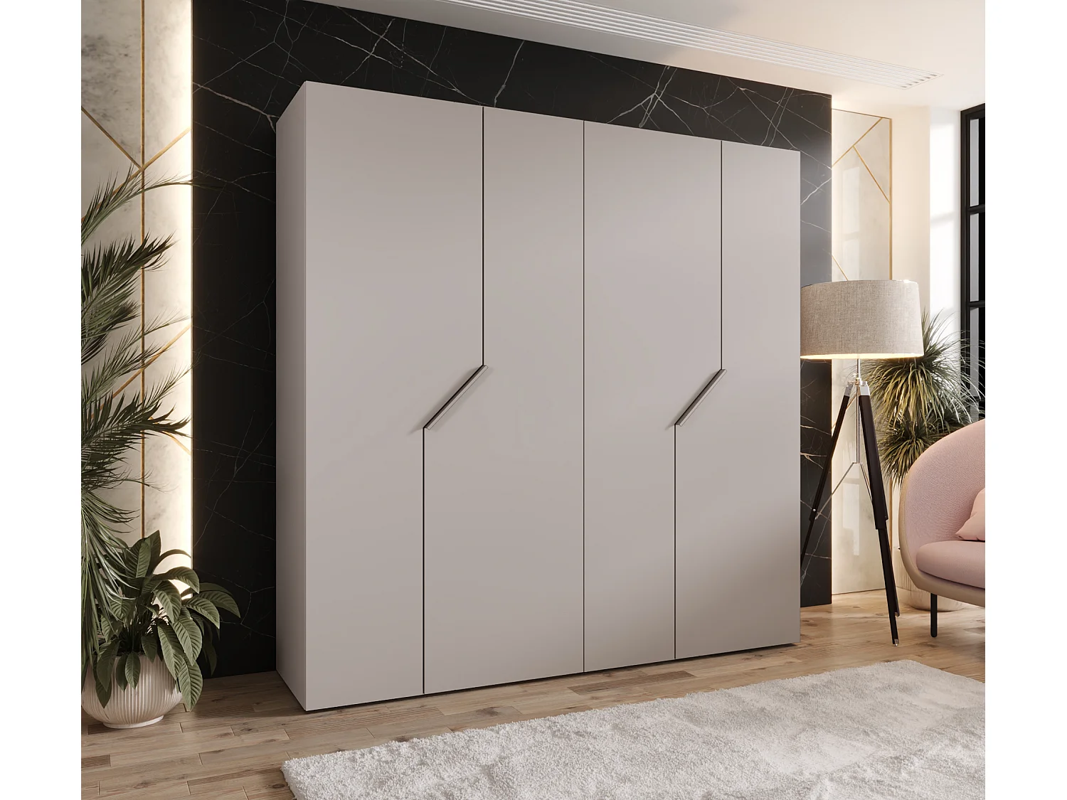 Armoire à portes battantes Andrew 1 200 / 202 / 52 (Cachemire + poignées: Cachemire)