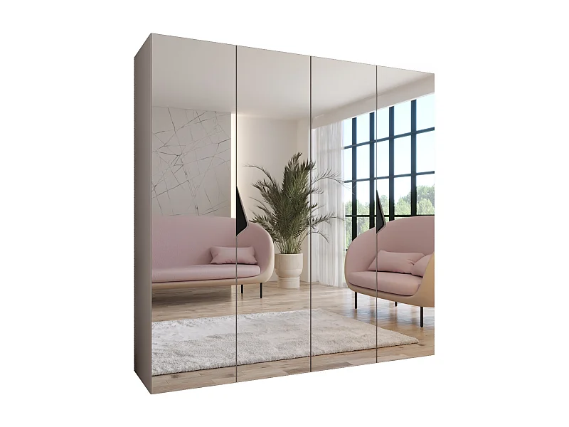 Armoire à portes battantes Sandi 3 200 / 202 / 52 (Cachemire + poignées: Noir)