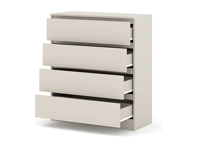 Commode MAJA 90 cm – 4 tiroirs – cachemire mat (beige) – armoire spacieuse pour salon ou chambre