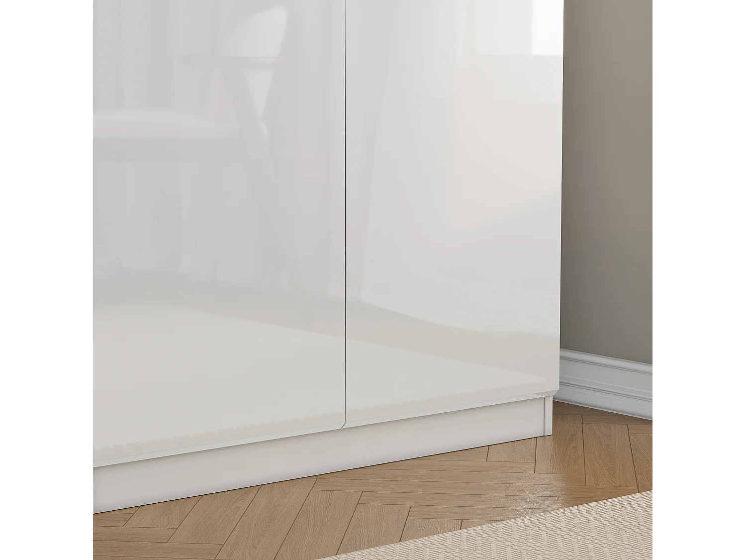 Buffet de Salon avec 2 Portes et 2 Tiroirs, Petit Rangement de Chambre sans Poignée, 80 x 40 x 103, Blanc Brillant