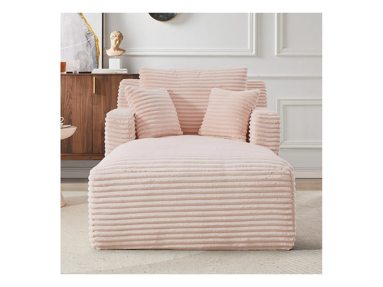Modernes Chaiselongue Sofa aus Cord, Bequemes Schlafsofa / Relaxsessel ohne Montage, Liegesessel für Wohnzimmer, Büro & Apartment