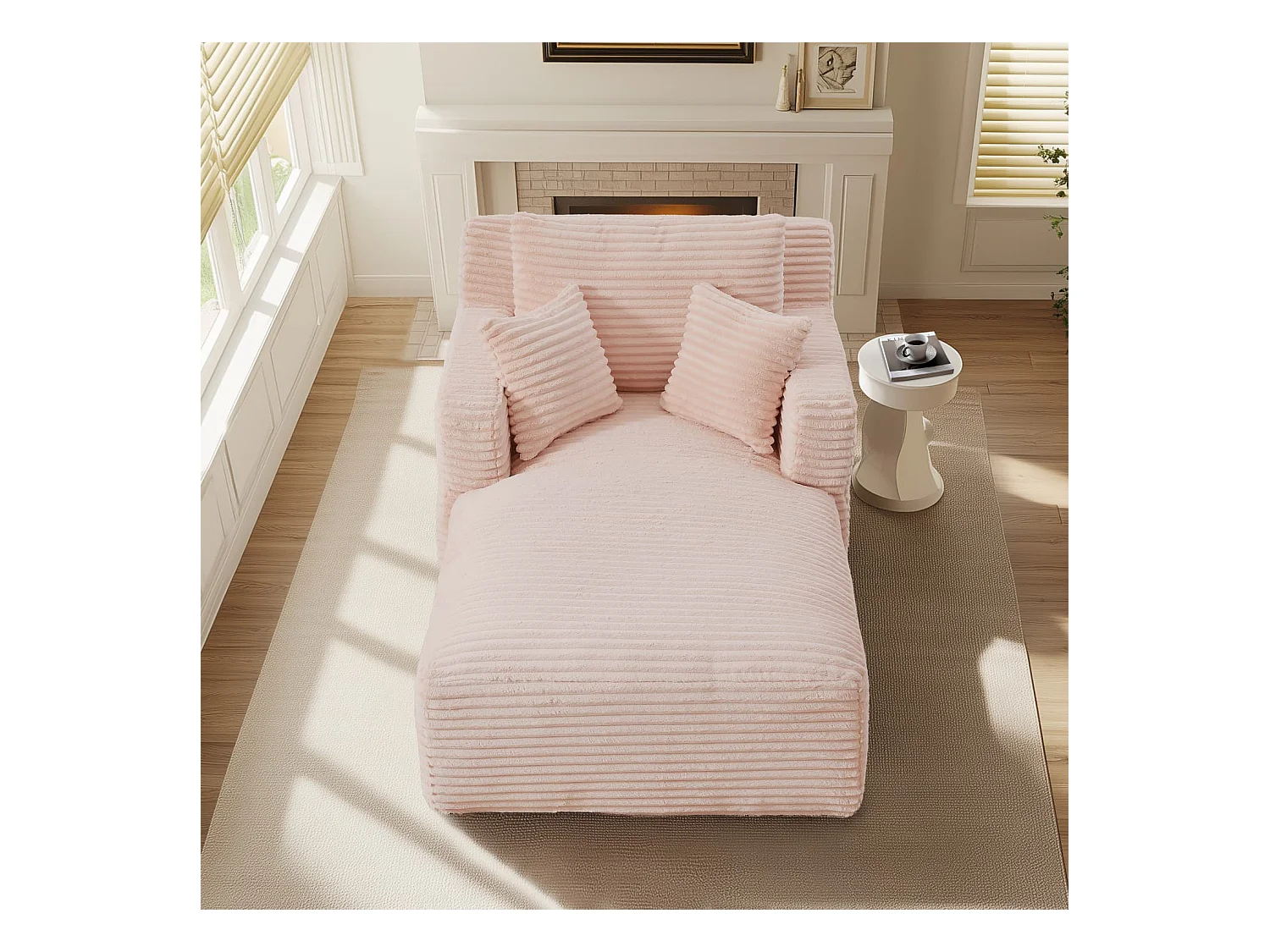 Modernes Chaiselongue Sofa aus Cord, Bequemes Schlafsofa / Relaxsessel ohne Montage, Liegesessel für Wohnzimmer, Büro & Apartment