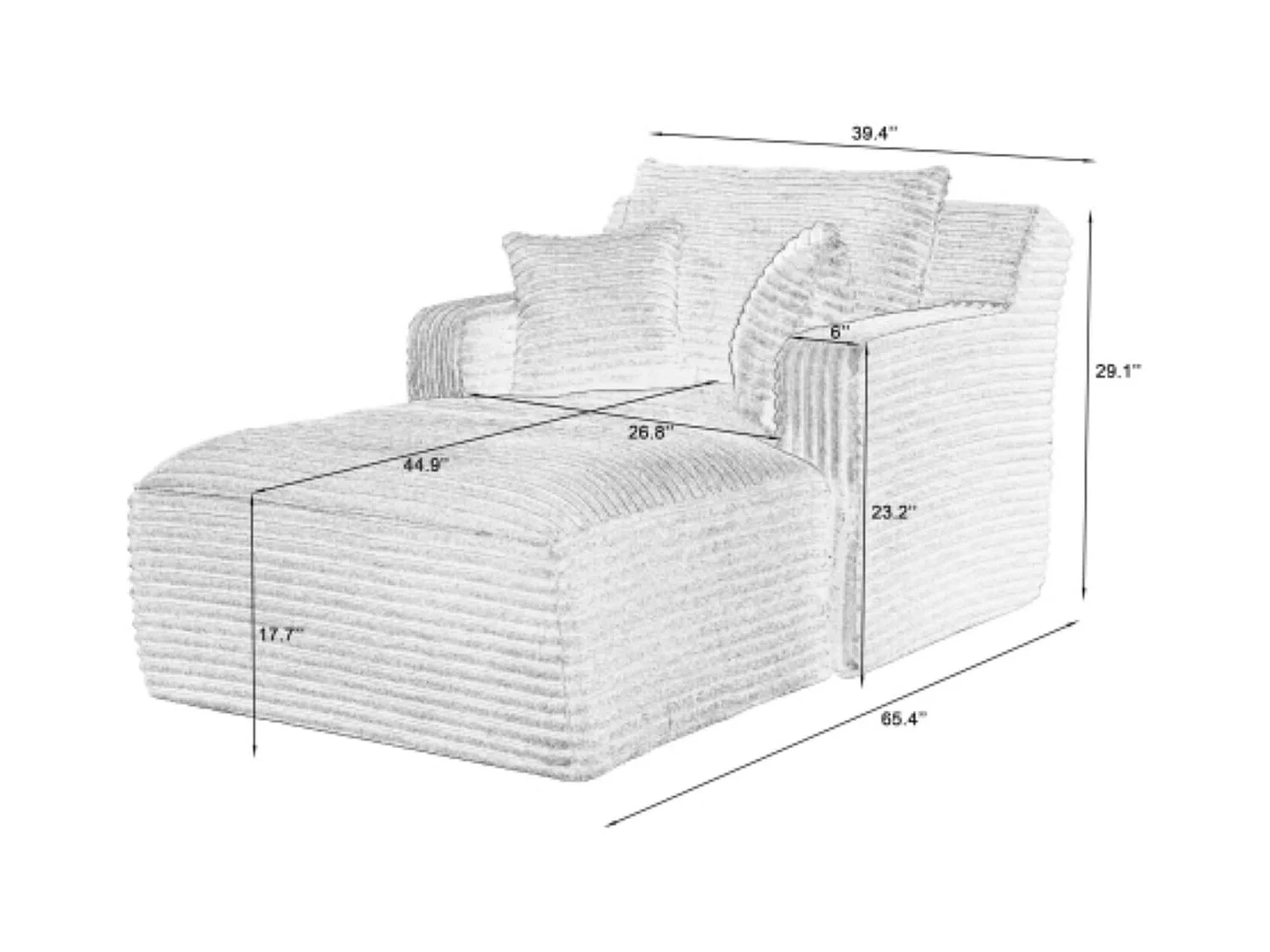 Modernes Chaiselongue Sofa aus Cord, Bequemes Schlafsofa / Relaxsessel ohne Montage, Liegesessel für Wohnzimmer, Büro & Apartment