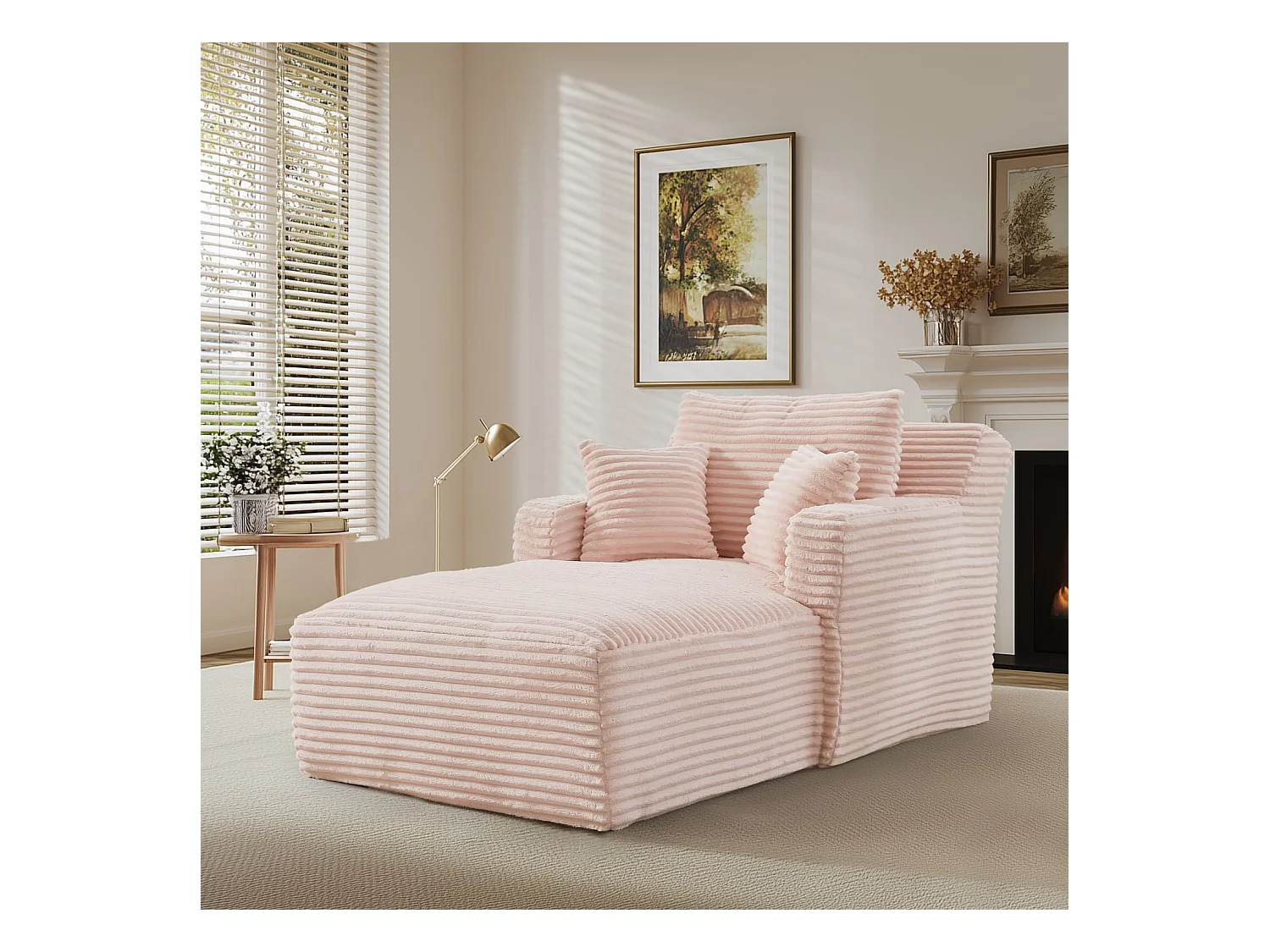 Modernes Chaiselongue Sofa aus Cord, Bequemes Schlafsofa / Relaxsessel ohne Montage, Liegesessel für Wohnzimmer, Büro & Apartment