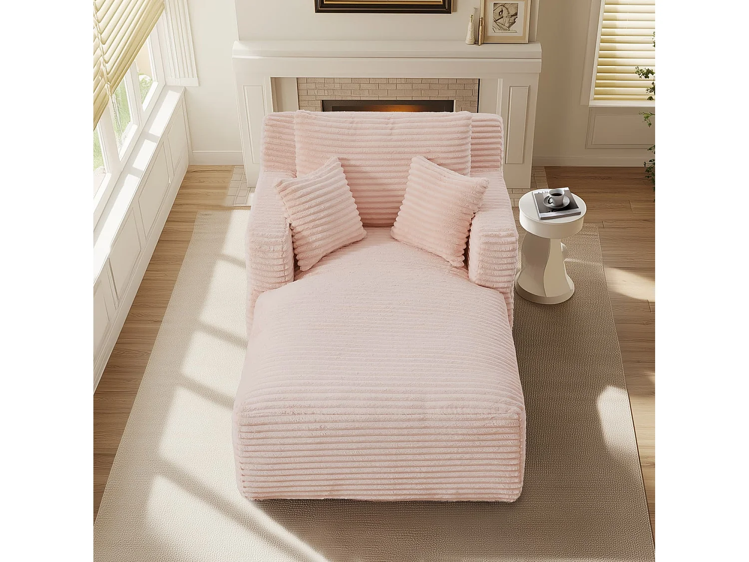 Modernes Chaiselongue Sofa aus Cord, Bequemes Schlafsofa / Relaxsessel ohne Montage, Liegesessel für Wohnzimmer, Büro & Apartment