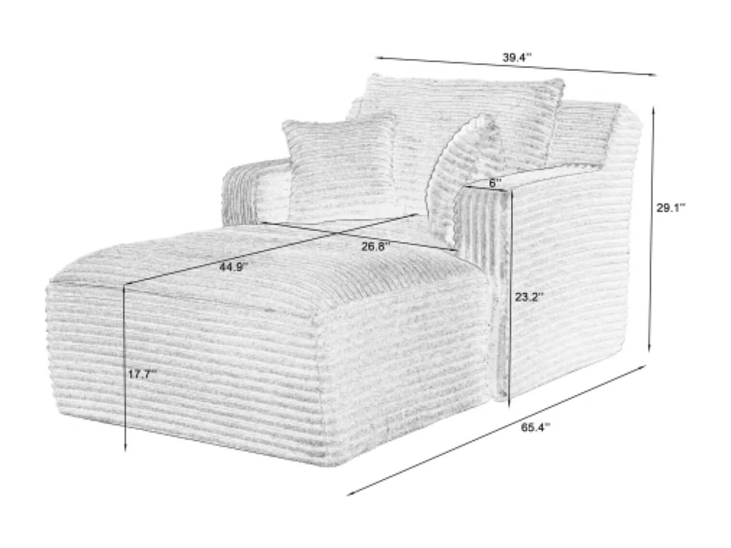 Modernes Chaiselongue Sofa aus Cord, Bequemes Schlafsofa / Relaxsessel ohne Montage, Liegesessel für Wohnzimmer, Büro & Apartment