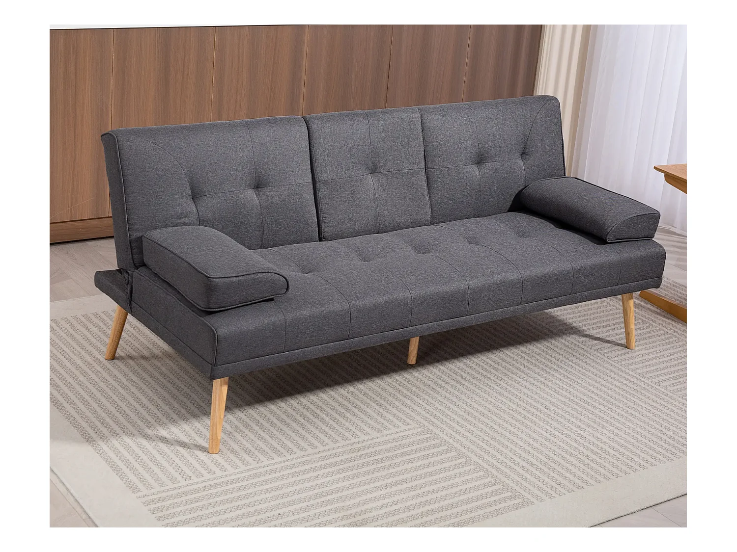 Schlafsofa, 3-Sitzer-Sofa, 2 Kissen,Modernes Wohnzimmer