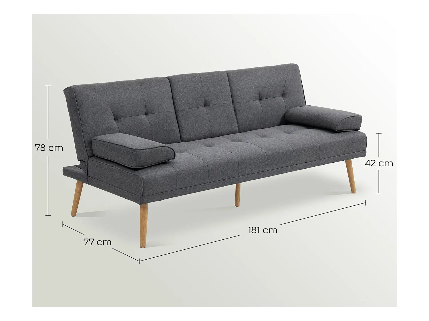Schlafsofa, 3-Sitzer-Sofa, 2 Kissen,Modernes Wohnzimmer