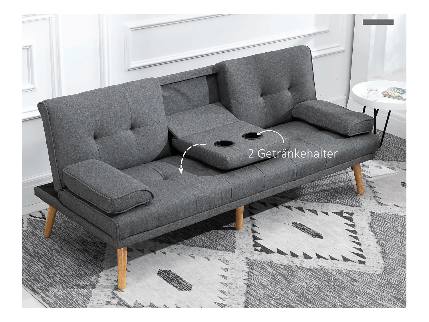 Schlafsofa, 3-Sitzer-Sofa, 2 Kissen,Modernes Wohnzimmer