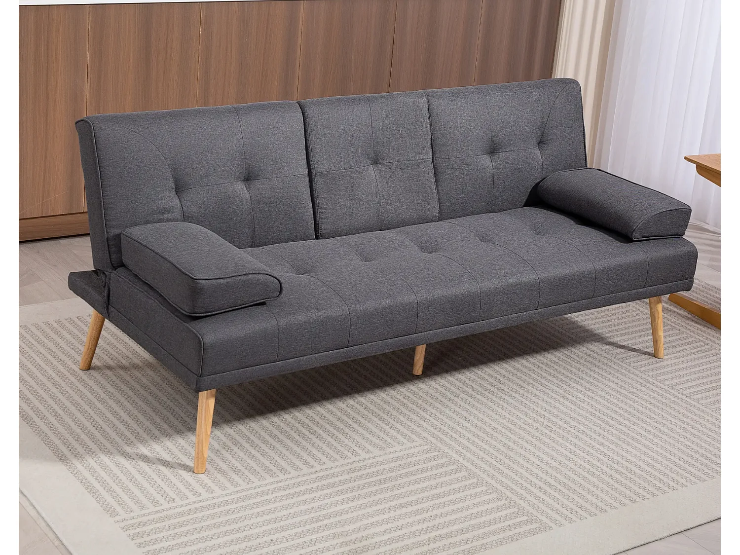 Schlafsofa, 3-Sitzer-Sofa, 2 Kissen,Modernes Wohnzimmer