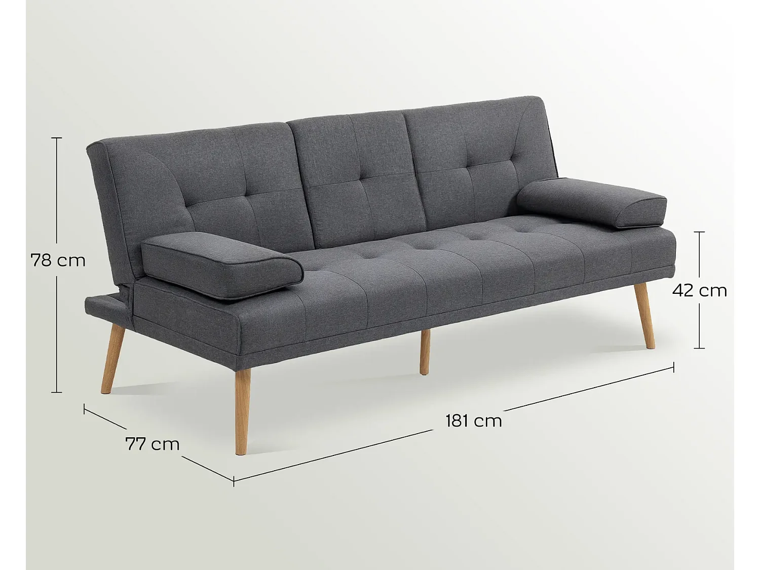 Schlafsofa, 3-Sitzer-Sofa, 2 Kissen,Modernes Wohnzimmer
