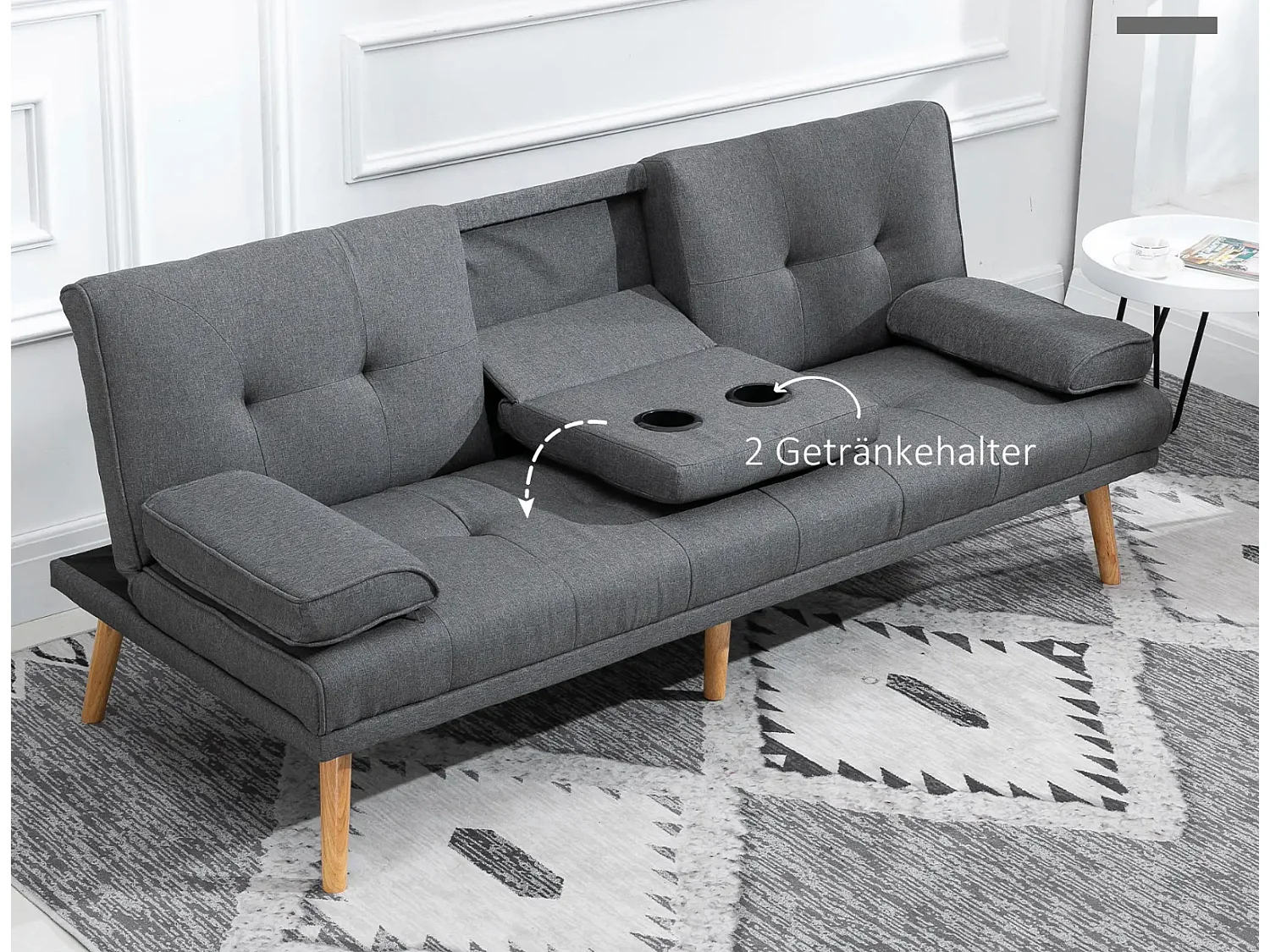 Schlafsofa, 3-Sitzer-Sofa, 2 Kissen,Modernes Wohnzimmer