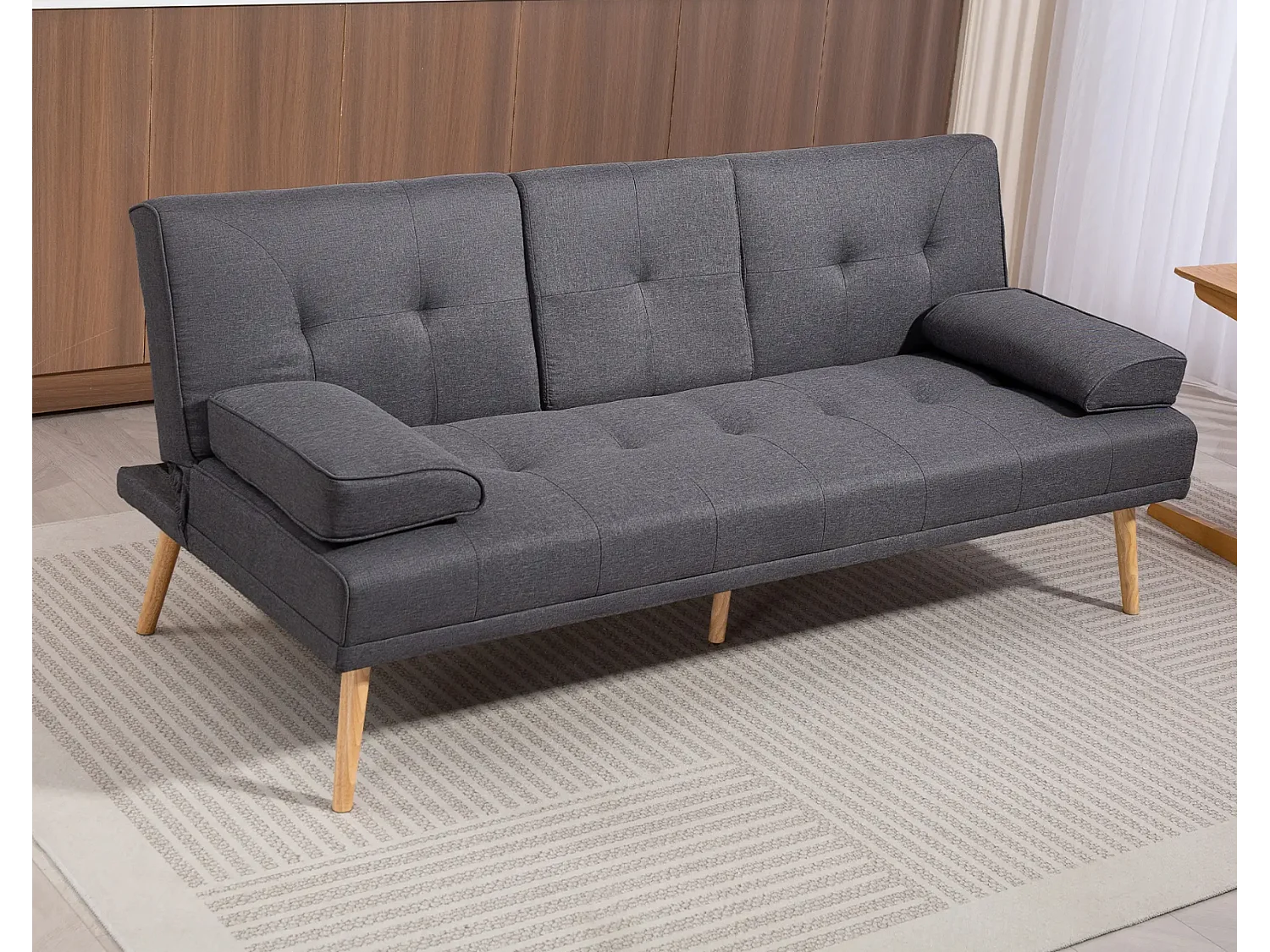 Schlafsofa, 3-Sitzer-Sofa, 2 Kissen,Modernes Wohnzimmer