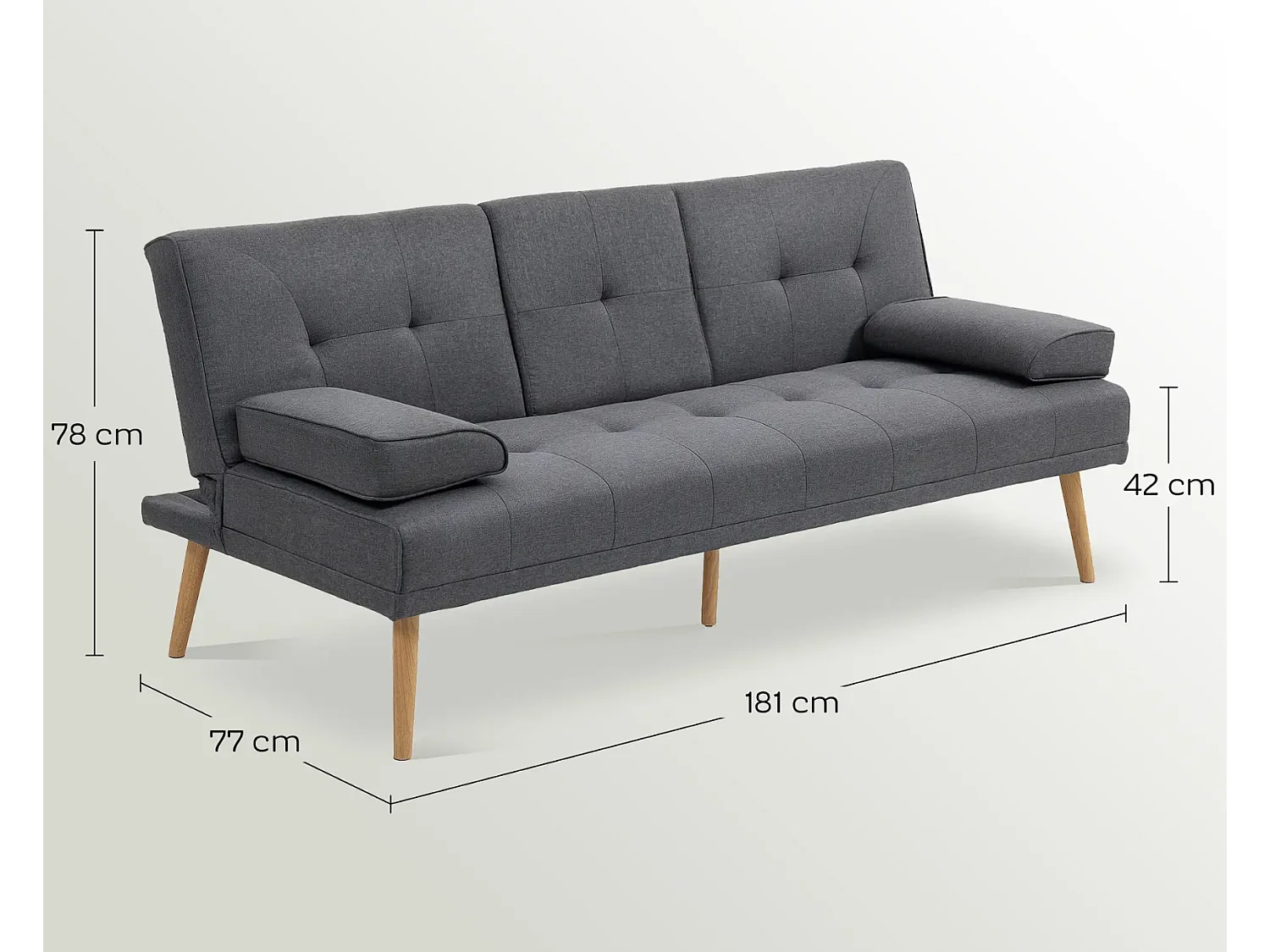 Schlafsofa, 3-Sitzer-Sofa, 2 Kissen,Modernes Wohnzimmer