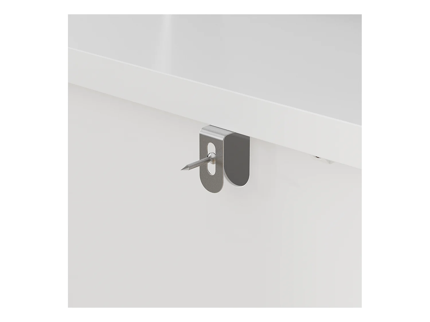 Grand Buffet de Salon avec 4 Portes et 2 Tiroirs, Rangement de Chambre sans Poignée, 155 x 40 x 83, Blanc Brillant