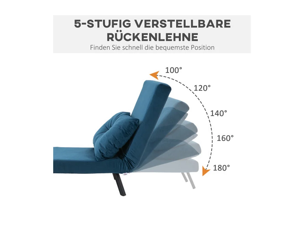 Schlafsofa, Relaxsessel Bettfunktion Gästebett Rückenkissen verstellbare Rückenlehne 63x73x81cm
