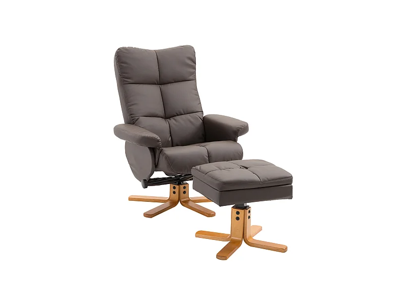 Relaxsessel mit Hocker, 360°drehbarer Fernsehsessel mit Liegefunktion Lesesessel für Schlafzimmer, Wohnzimmer
