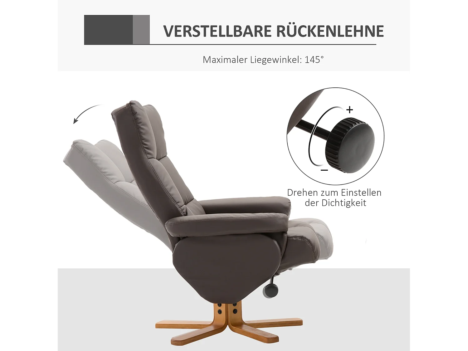 Relaxsessel mit Hocker, 360°drehbarer Fernsehsessel mit Liegefunktion Lesesessel für Schlafzimmer, Wohnzimmer