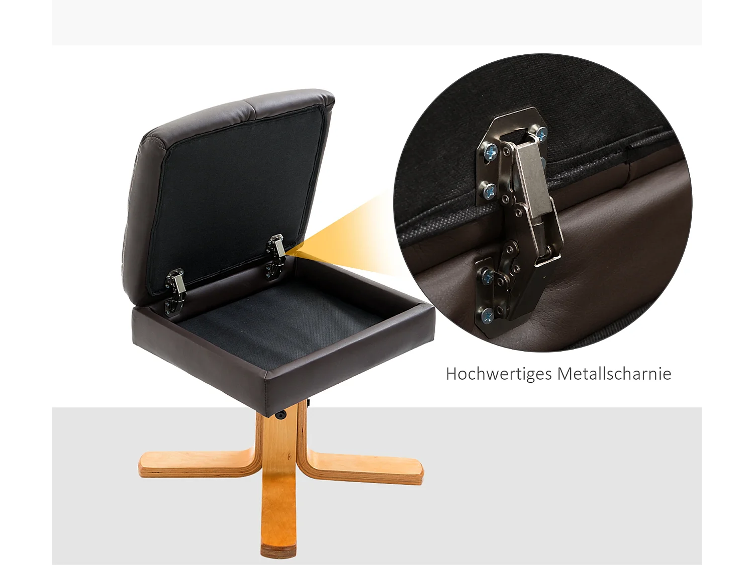 Relaxsessel mit Hocker, 360°drehbarer Fernsehsessel mit Liegefunktion Lesesessel für Schlafzimmer, Wohnzimmer