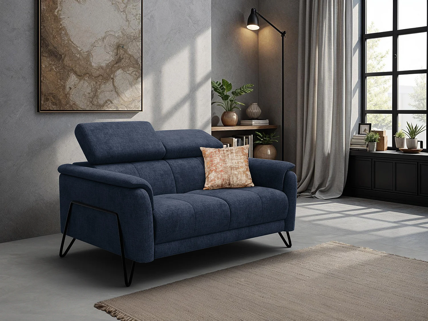 Sofa 2-Sitzer RODEN, marineblau