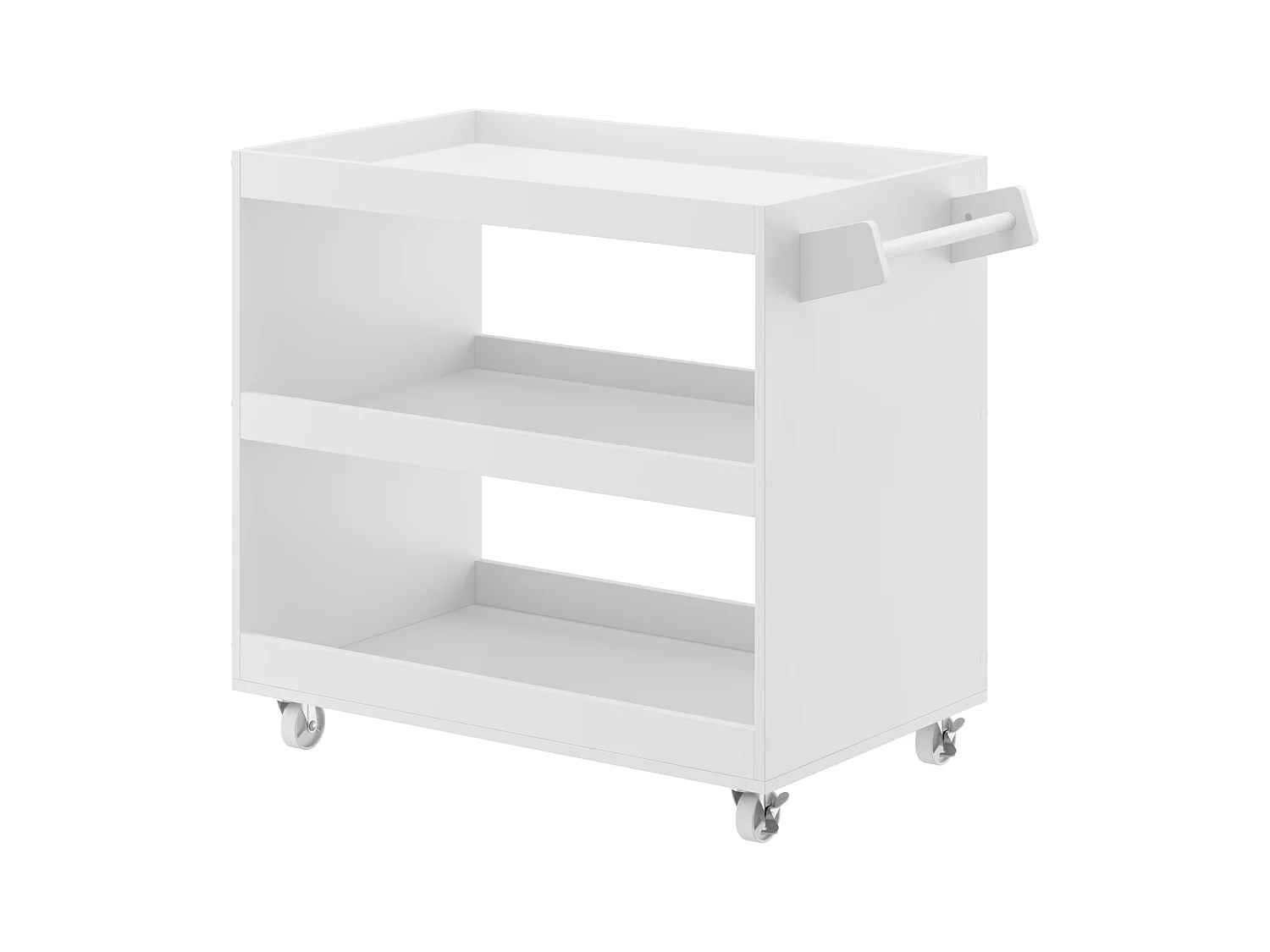Desserte de Cuisine avec 3 Compartiments Ouverts, Meuble de Salle à Manger à Roulettes, 52 x 83 x 70 cm, Blanc