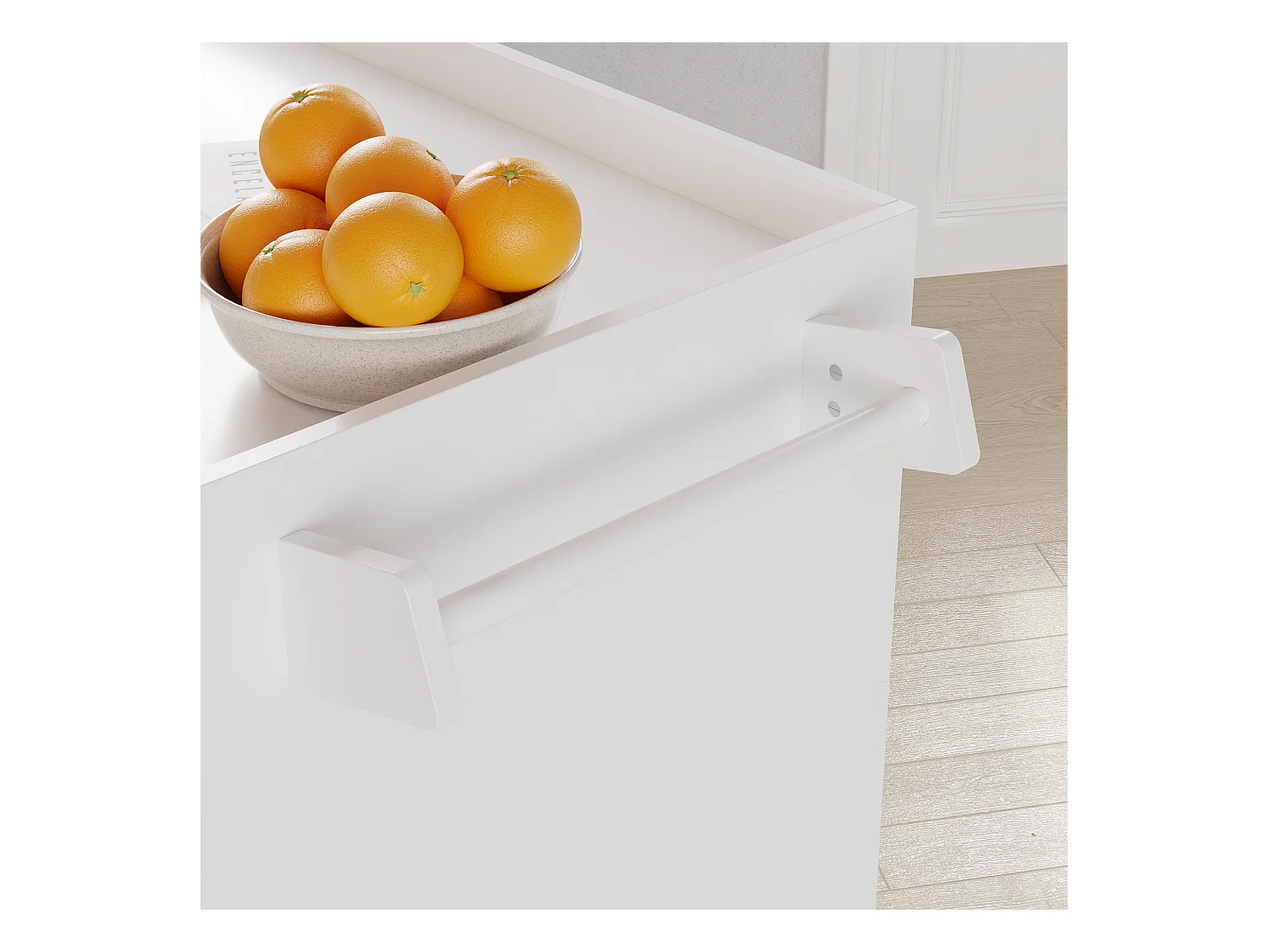 Desserte de Cuisine avec 3 Compartiments Ouverts, Meuble de Salle à Manger à Roulettes, 52 x 83 x 70 cm, Blanc