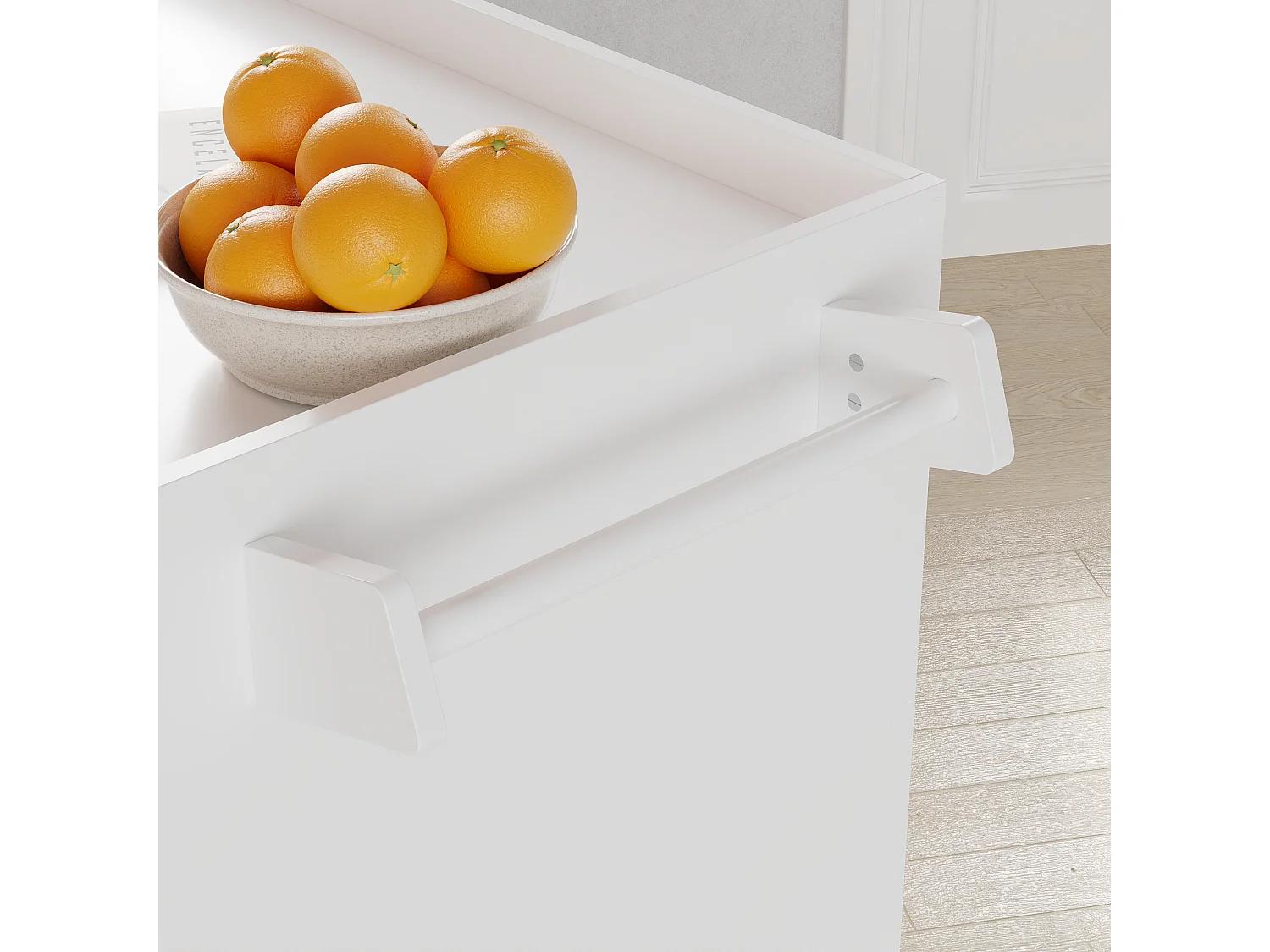 Desserte de Cuisine avec 3 Compartiments Ouverts, Meuble de Salle à Manger à Roulettes, 52 x 83 x 70 cm, Blanc