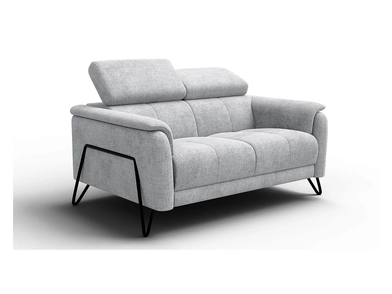 Canapé 2 places RODEN, tissu gris clair