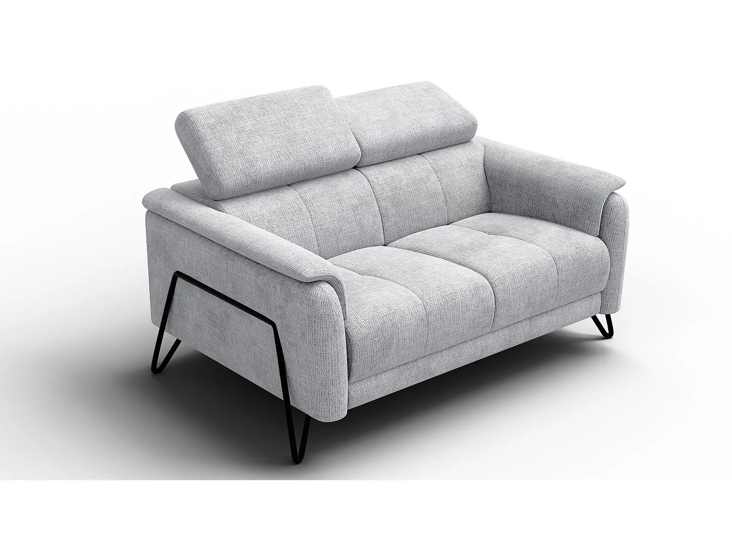 Canapé 2 places RODEN, tissu gris clair