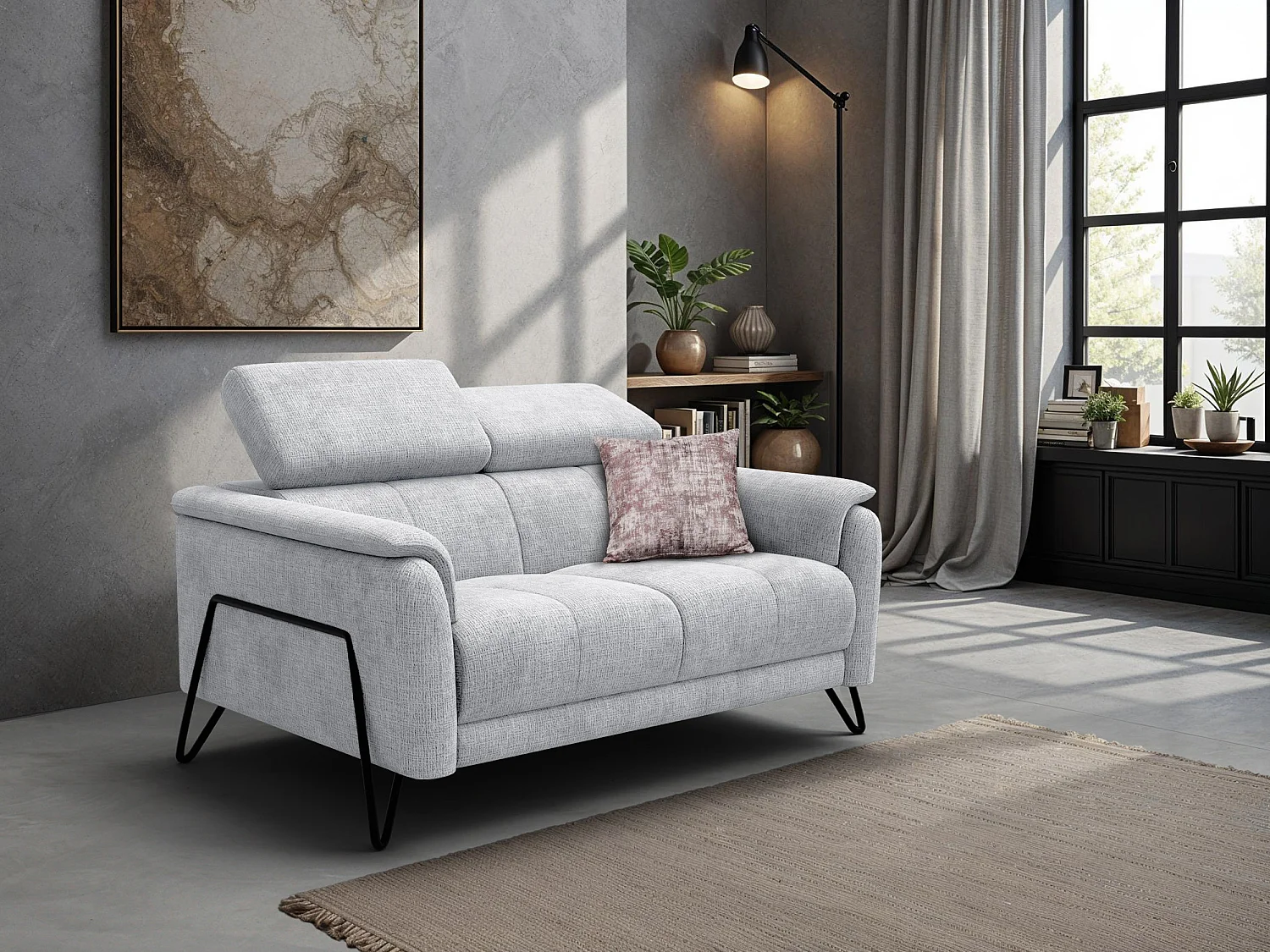 Sofa 2-Sitzer RODEN, hellgrau